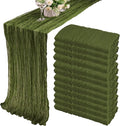 12 Pack 10Ft Cheesecloth Table Runner 35x120 Inch Boho Gauze Table Runner Rustic Cheese Cloth Long Romantic Table Runners for Wedding Bridal Shower Birthday Party Table Decor (Grass Green)