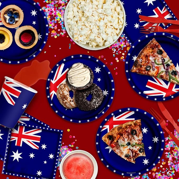 Australian Flag Australia Birthday Party Supplies Set Plates Napkins Cups Tableware Kit for 16