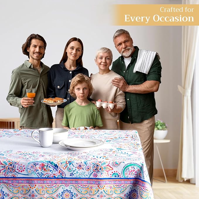 Maison d' Hermine Table Cloth Rectangle Table 100% Cotton 60 x 108 Inches Tablecloth Reusable Decorative for Dining Room Farmhouse Home Valentines Day Decorations Spring Summer - Indian Floral