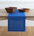 Solino Home Linen Royal Blue Table Runner 36 Inches - Classic Hemstitch, 100% Pure Linen Coffee Table Runner 14 x 36 Inch Ideal for Dresser Tables, Spring