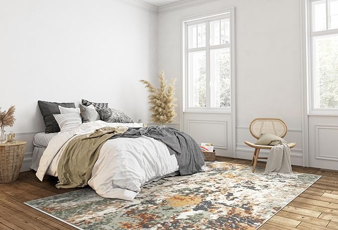 Keen Home Design Area Rugs - 9x12 Non-Shedding, Abstract Rugs for Kitchen, Living Room, Bedroom, Dining Room, Entryway - Size: 9'2" x 11'11", Multi