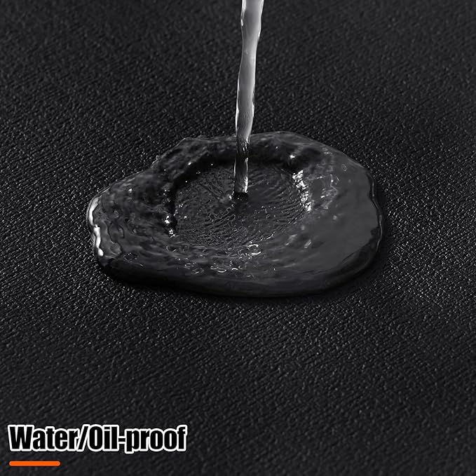 Homaxy Round Faux Leather Placemats and Coasters, Washable Dual-Side Table Mats, Wipeable Heat-Resistant Dining Place Mats for Outdoor and Indoor, Set of 6, Diameter 13 and 3.93 inch, Black