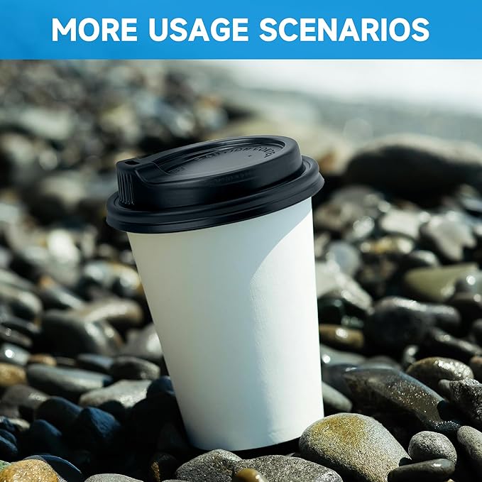 RACETOP 12 oz 50 Pack Disposable Paper Coffee Cups with Lids, Paper Coffee Cups with Lids 12 oz, Hot Cup for Home/Office