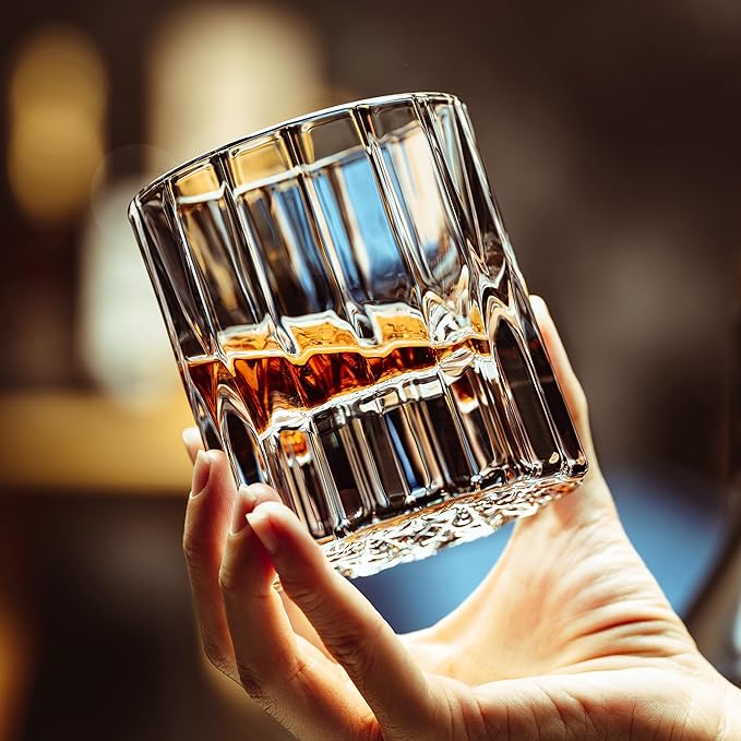 Whiskey Glasses, Heavy-base Rocks Glasses, 7.5oz Whisky Glass Sets Of 4, Bourbon Glass Gift For Men, Old Fashioned Glass Suitable For Scotch, Liquor, Rum, Cognac, Vodka& Rocks Cocktails