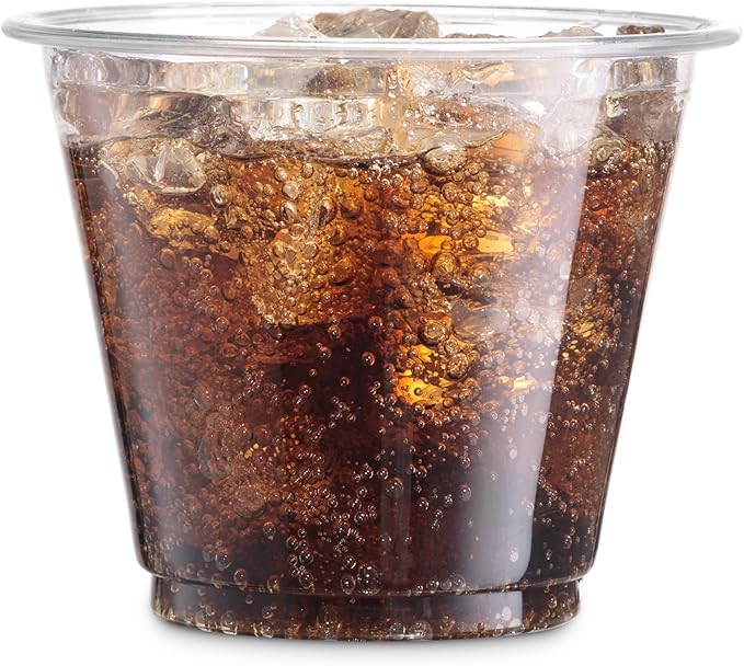 Munfix 250 Pack Clear Plastic Cups, 9 Oz Old Fashioned Tumblers, Disposable Drinking Cups, Bulk Plastic Party Cups for Birthday Parties, Picnics, Ceremonies, and All Events, Recyclable and BPA-Free