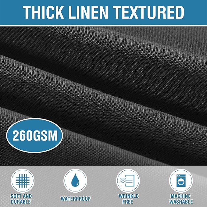 H.VERSAILTEX Linen Textured Table Cloths 54 x 54 Inch Premium Solid Tablecloth Spill-Proof Waterproof Table Cover for Dining Buffet Feature Extra Soft and Thick Fabric Wrinkle Free, Black