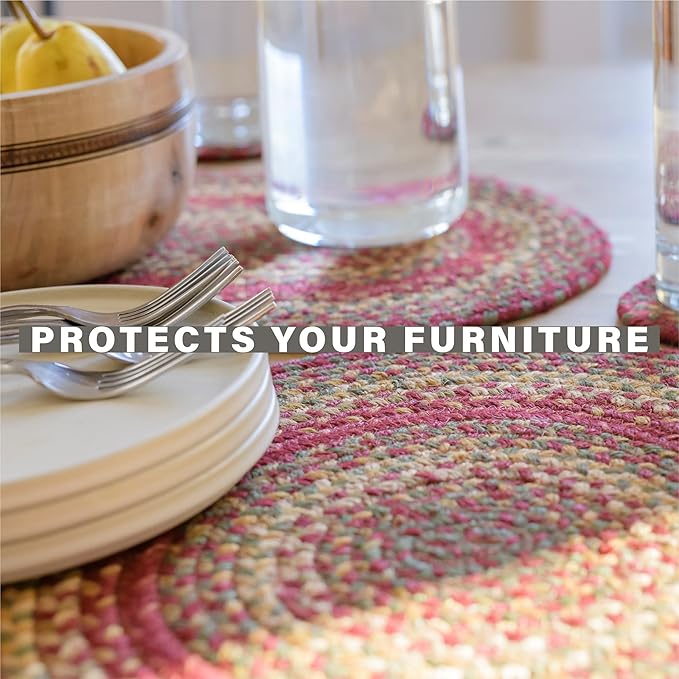 Homespice Cider Barn Jute Braided Kitchen Trivets for Hot Dishes, Warm Country Rustic Decor, Set of 6, Red 8" Round Heat Resistant Mat - Rich Colors, Easy to Clean, Durable and Protects Furniture
