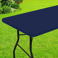 Smiry Rectangle Picnic Table Cloth, Waterproof Elastic Fitted Tablecloths for 6 Foot Tables, Washable Polyester Table Cover for Camping, Indoor and Outdoor (Navy, 30"x72")
