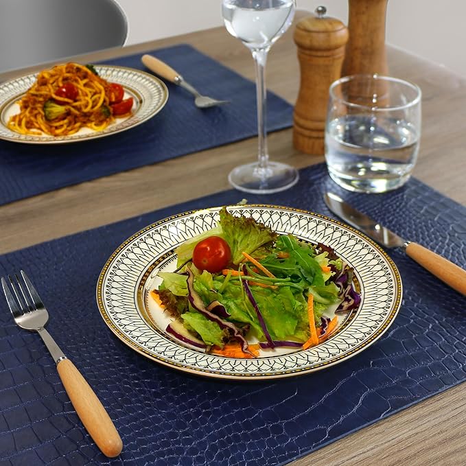 Set of 6 Faux Leather Placemats, PU Table Mats, Waterproof, Stain Resistant, Heat Resistant, Easy to Clean for Kitchen Dining Table,Conference Table