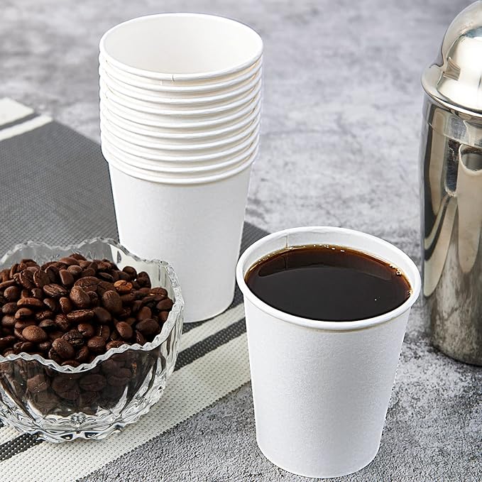 Turbo Bee 300Pack 8oz Paper Cups,Disposable Coffee Cup， White Paper Water Cups,Hot/Cold Beverage Drinking Cup for Party,Travel and Event