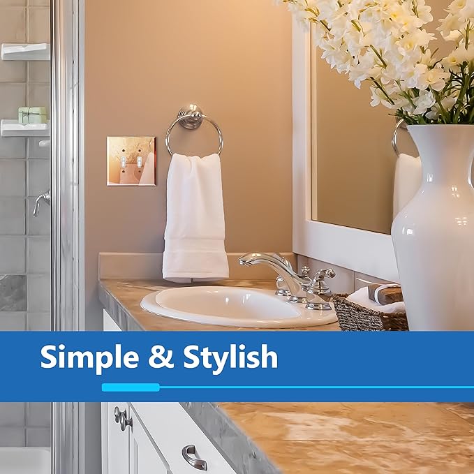 LIDER Double Toggle Switch Acrylic Wall Plate, Mirrored Dual Light Switch Plate, Plexiglass Switch Cover, Reflective Finish, Modern Upgrade, Oversized 2-Gang 5.25" x 5.25", Rose Gold