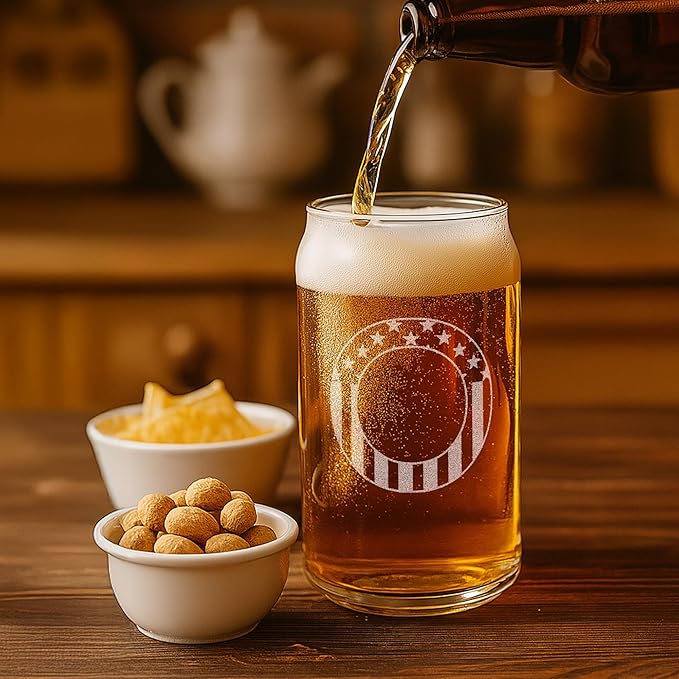 Monogram Beer Glasses for Men (A-Z) 16 oz - Beer Gifts for Men Brother Son Dad Neighbor - Unique Gifts for Him - Personalized Drinking Gift Beer Glass Mugs - Engraved Beer Can Glass (O)