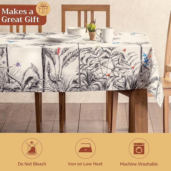 Maison d' Hermine Table Cloth Rectangle Table 100% Cotton 54 x 72 Inches Fall Tablecloth Reusable Everyday Use for Thanksgiving Christmas Decorations Dining Farmhouse Party (Amazonia)