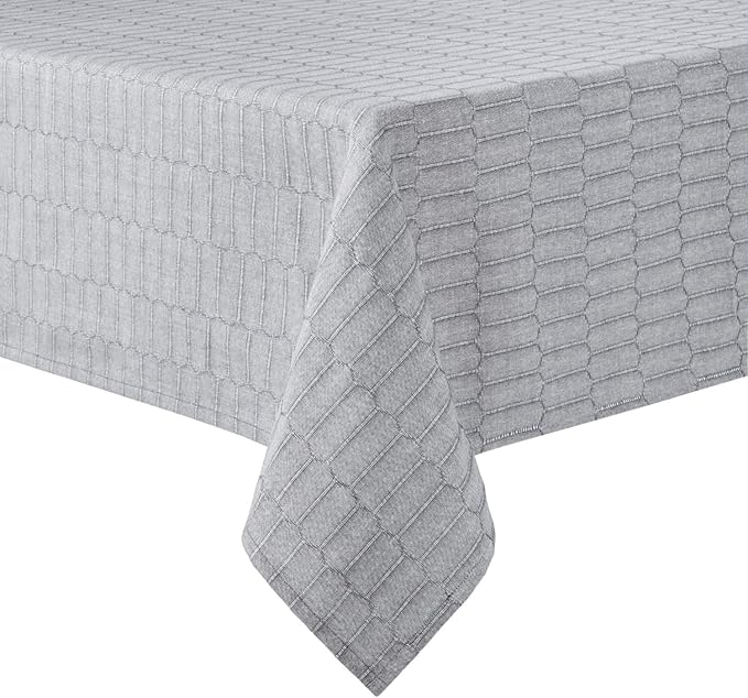 Martha Stewart Honeycomb Modern Farmhouse Tablecloth, Charcoal Grey, 60"x102"