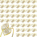 Hotop 48 Pcs Valentine's Day Napkin Rings Gold Table Decorations, Elegant Bling Leaves Napkin Rings, Rhinestone Guest Towels Buckle for Holiday Gather Party, Wedding Dinner Banquet Table Decoration