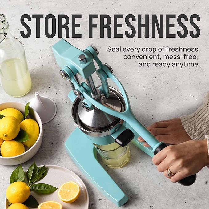 Zulay Kitchen Cast Iron Juicer - Easy-to-Clean Heavy-Duty Manual Juicer, Professional Citrus Juicer - Stainless Steel Lemon Squeezer - Manual Citrus Press & Orange Squeezer - Orange Juicer – Mint