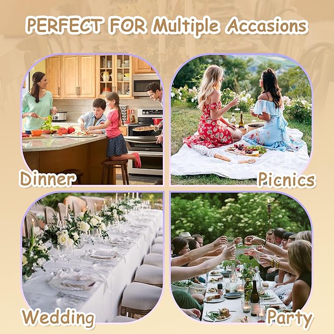 MYSKY HOME Rectangle Tablecloth, 60x60 inches, Heavy Duty Cotton Tassel Linen Look Waterproof Farmhouse Tablecloth, Wrinkle Free, Beige Tassels for Kitchen Dining, Party