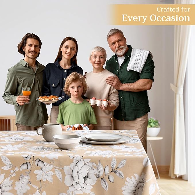 Maison d' Hermine Table Cloth Rectangle Table 100% Cotton 60 x 90 Inches Fall Tablecloth Reusable Everyday Use for Thanksgiving Christmas Decorations Dining Farmhouse Party (Pretty Autumn)