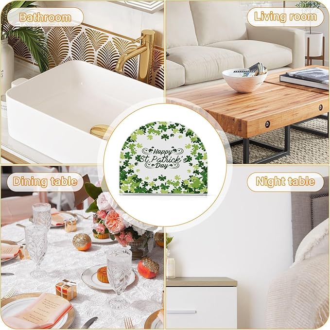 Napkin Holder Happy St Patrick's Day Green Crystal Clear Acrylic Napkin Holders Paper Napkin Holder Dining Table Dispenser for Kitchen Restaurant Home Decor Bar Accessories