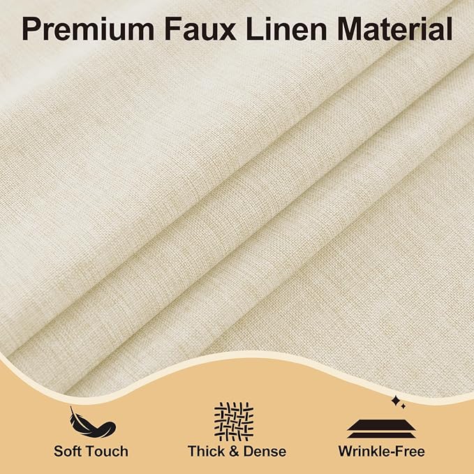 JIUZHEN Faux Linen Round Tablecloths 84 inch, Decorative Wrinkle Free Texture Rustic Circle Table Cloth Cover for Kitchen, Dining, Party, Wedding, Outdoor Use (84 Inch Round,Champagne)