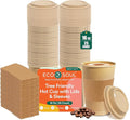 ECO SOUL 25 Pack 16 oz Disposable Coffee Cups with Lids & Sleeves Eco-Friendly, Biodegradable, Compostable, Leak-free & Sturdy To Go Hot Drink Cup for Tea, Chocolate Party Travel Cafe Office & Home