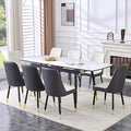 Extendable Dining Table Set for 8, 55'' to 78.8'' Rectangular Thickened Sintered Stone Kitchen Table with 8 Upholstered Chairs, Modern Space Saving 9-Piece Dinner Table Set