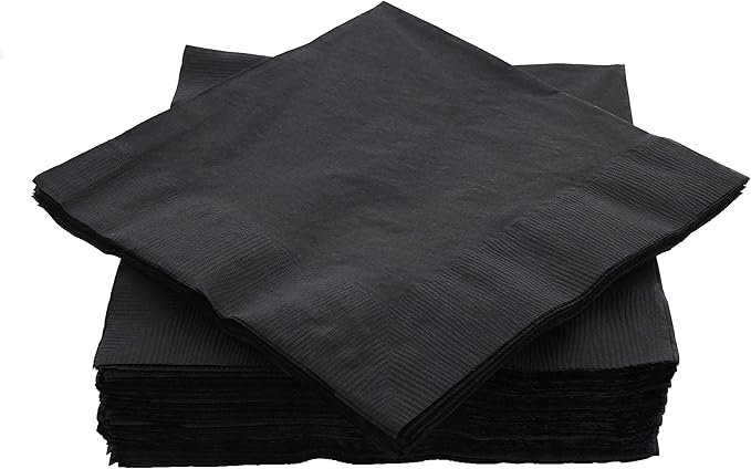 Big Party Pack 40 Count Black Dinner Napkins Tableware- Ideal for Wedding, Party, Birthday, Dinner, Lunch, Cocktails. (7” x 7”)