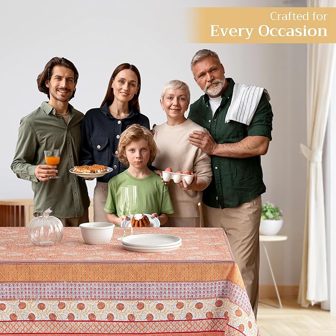 Maison d' Hermine Table Cloth Rectangle Table 100% Cotton 54 x 72 Inches Fall Tablecloth Reusable Everyday Use for Thanksgiving Christmas Decorations Dining Farmhouse Party (Harvest Festival)