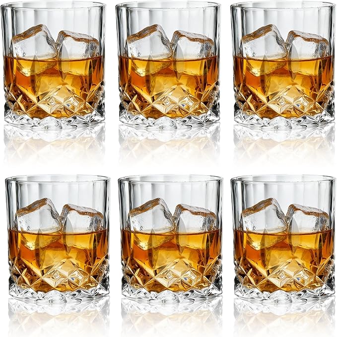 11 OZ Premium Whiskey Glasses (6-Piece) - Old Fashioned Glassware, Exquisite Craftsmanship for Scotch, Bourbon, Rum & Cocktails, Ideal for Self-Use or Gift for Whiskey Enthusiasts