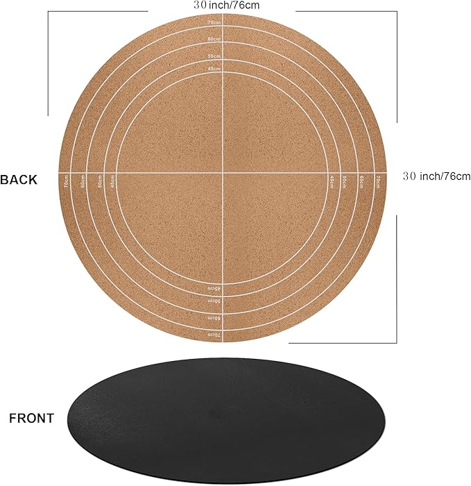 CENNBIE 30/24/20/18 Inches Round Table Mat - Cork Leather Placemats - Suitable as Side Dining Coffee Table Cover (Black)