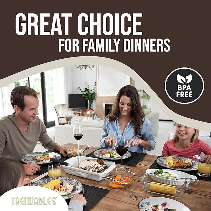Trendables Disposable Dinnerware Decorative Plates Plastic Disposable Plates Set For 40 Guests 40 x 8 Inch Dessert Plate & 40 x 10 Inch Wedding Party Plate Set Rustik