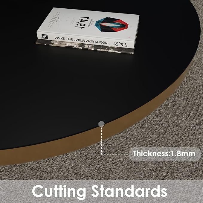 Round Table Pad,1.8mm Thick,Dia.34 Inch,Round Leather Table Cover,Round Table Protector,Round Dining Table Protector,Round Table Top Protector.(Dia.34,Black+Black)