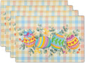 Easter Eggs Placemat Set of 4 Colorful Buffalo Check Plaid Non Slip Heat-Resistant Washable Table Place Mats 12 x 18 Inch for Holiday Seasonal Party Kitchen Dining