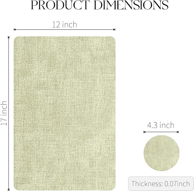MOSAYT Faux Leather Placemats Set of 8, Heat Resistant Vinyl Place Mats with Coasters, Wipeable Washable Waterproof Oil Proof Table Mats for Kitchen Dining Indoor Outdoor, 12" x 17", Sage Green