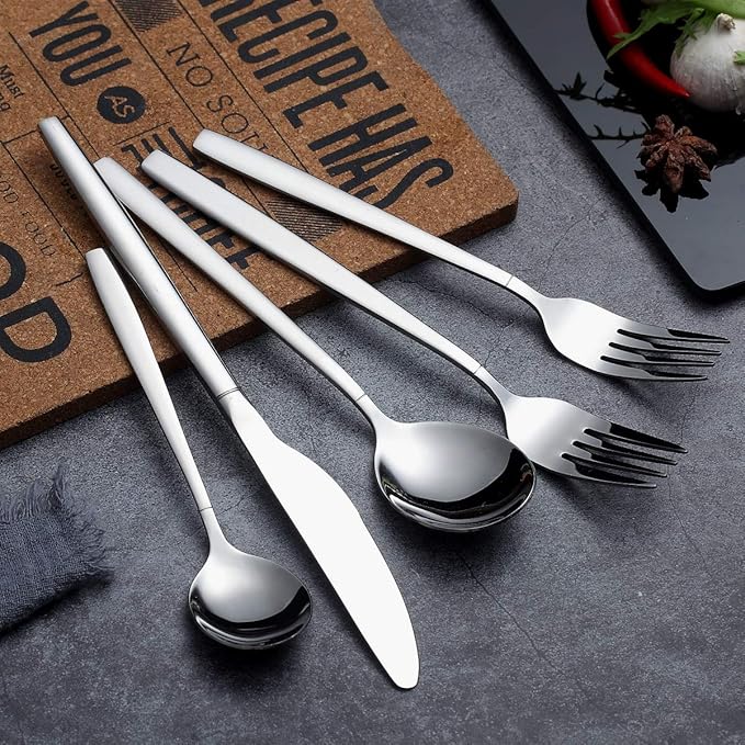 Berglander Flatware Set 40 Pieces, Stainless Steel Flatware Set, Silverware Set Service For 8