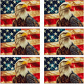 American Flag Placemats Set of 6, Linen Washable for Christmas, Thanksgiving, Party, and Daily Dining, Retro Eagle Decorative Table Mats for 4-6 Person Table
