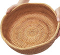 11.2" Large Wave Rattan Bread Basket for Fruit, Natural Wicker Fruit Basket for Kitchen Counter, Hand Woven Food Baskets, Bread Baskets for Serving, Fruit, Vegetable, Candy, Nuts, Keys, Wallets, Etc.