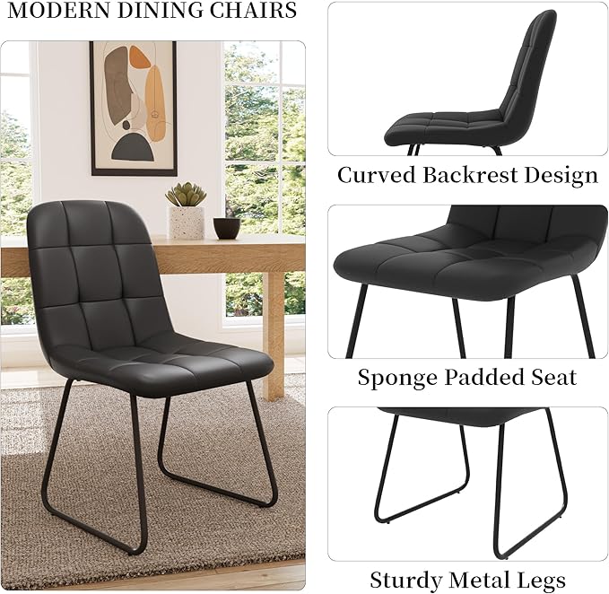 45.3 Inch Round Dining Table Set for 4, Mid Century Modern Small Kitchen Coffee Set for Dining Room Kitchen Apartment (Oak Table + 4 U-Shaped Black Chairs)