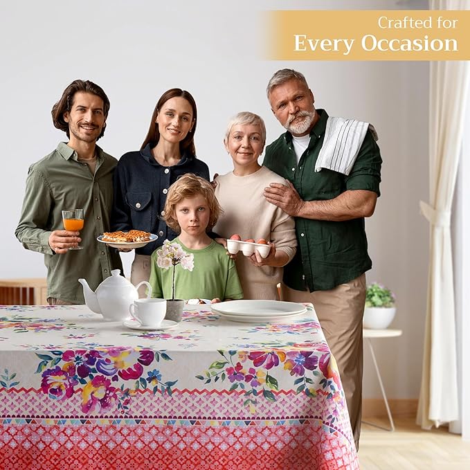 Maison d' Hermine Table Cloth Rectangle Table 100% Cotton 70 x 120 Inches Tablecloth Reusable Decorative for Dining Room Farmhouse Home Valentines Day Decorations Spring Summer - Rose Garden