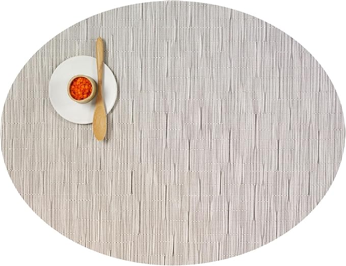 Chilewich Bamboo Placemats Set of 4 - Woven Oval Placemats - Reusable, Stain-Resistant, Indoor/Outdoor Tabletop Protection - 19" x 14" - Chalk