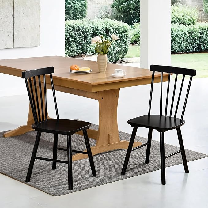 DUHOME Windsor Dining Chairs Set of 2,Farmhouse Style Spindle Back Wood Dining Room Chairs Wooden Kitchen Chair for Home Kitchen,Living Room,Bistro
