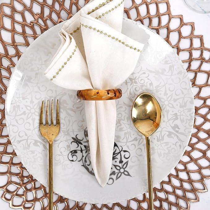 ALPHA Living HOME Napkin Rings Set of 12 - Handmade Epoxy Resin Napkin Holders for Elegant Table Decor, Dining, Weddings, Parties & Special Events - Durable & Stylish Serviette Rings (Spring Color)