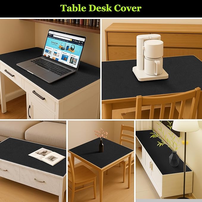 Warmstar Leather Table Cover 16 x28 Inch, 1.8MM Thick PVC Table Protector Waterproof, Desk Cover Protector Non-Slip Table Pad for Kitchen, Dresser, Gaming Desk,Dining Room Table