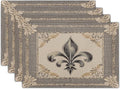 Giwawa Fleur De Lis Placemats Set of 4 Vintage Mardi Gras Washable Place Mat 12"x18" Country Style Rustic Farmhouse Non Slip Double Sided Table Mats for Kitchen Dining Holiday Party Decor