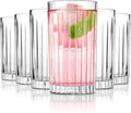 Royalrose Premium VertiLine 13.5oz Highball Glasses, 6pc Tall Glass Sets. Lead-Free Crystal Drinking Glasses. Water Glasses, Mojito Glass Cups, and Mixed Drink Cocktail Glass Set. (Tall glasses)