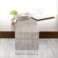 Urban Villa, 100% Cotton Two Tone Table Runner,14''x 72'' Over Sized Taupe/White Two Tone Table Runner with Fringes, Every Day Use Heavier Quality Christmas Runners