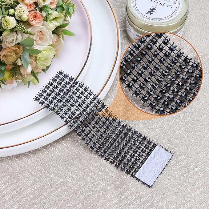 Black Napkin Rings Bulk Set of 150pcs,Diamond Crystal Rhinestone Napkin Rings Adornment for Wedding Reception, Dinner, Place Settings, Holiday Parties or DIY Decoration (150,Black)