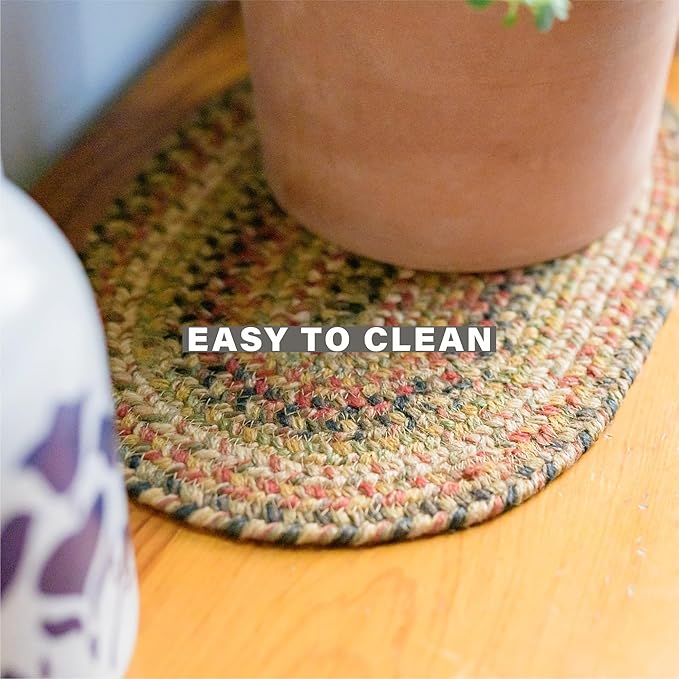 Homespice Kingston Premium Jute Braided Placemat Set of 4-10x15 Rectangular Multi Color Reversible, Natural Jute Yarn Rustic, Country, Primitive, Farmhouse Style