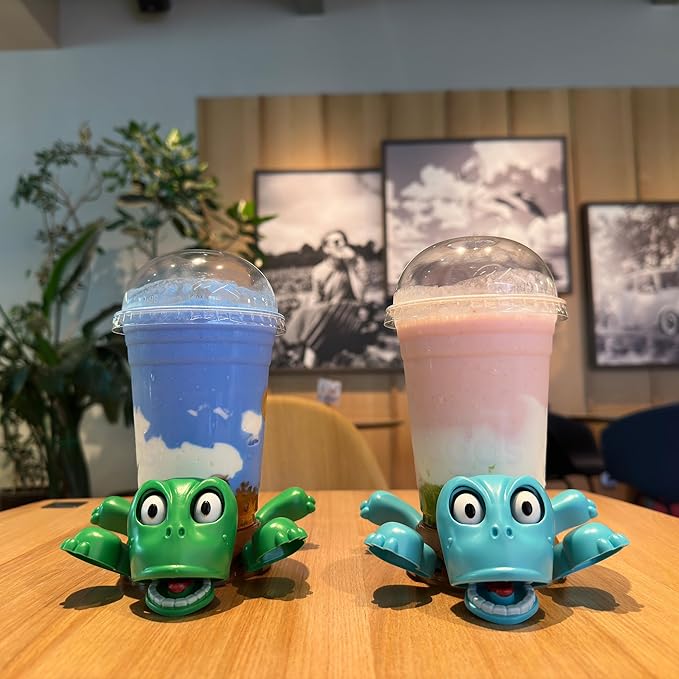 XYG Turtle Cup Holder Coaster with Liftable Limbs and Expressive Face for Home Decor, Car, 2 PC in Green Blue