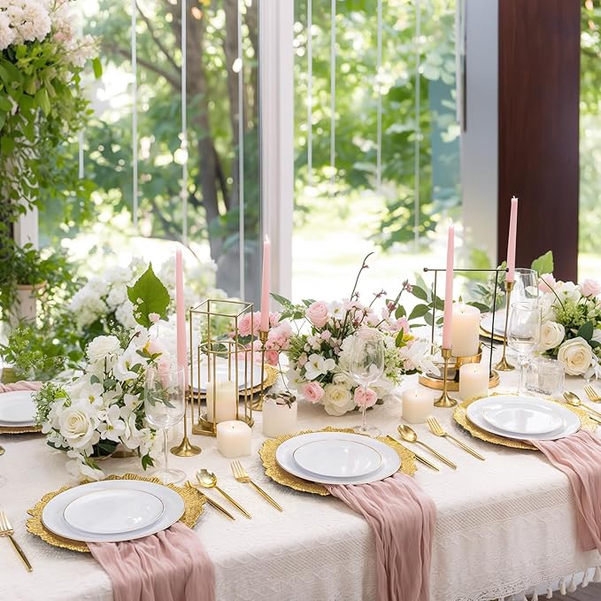 LIYH 24 Pcs Charger Plates 13'' Gold Charger Round Plates Reusable Chargers for Dinner Plate Great for Table Setting Wedding Party Decoration